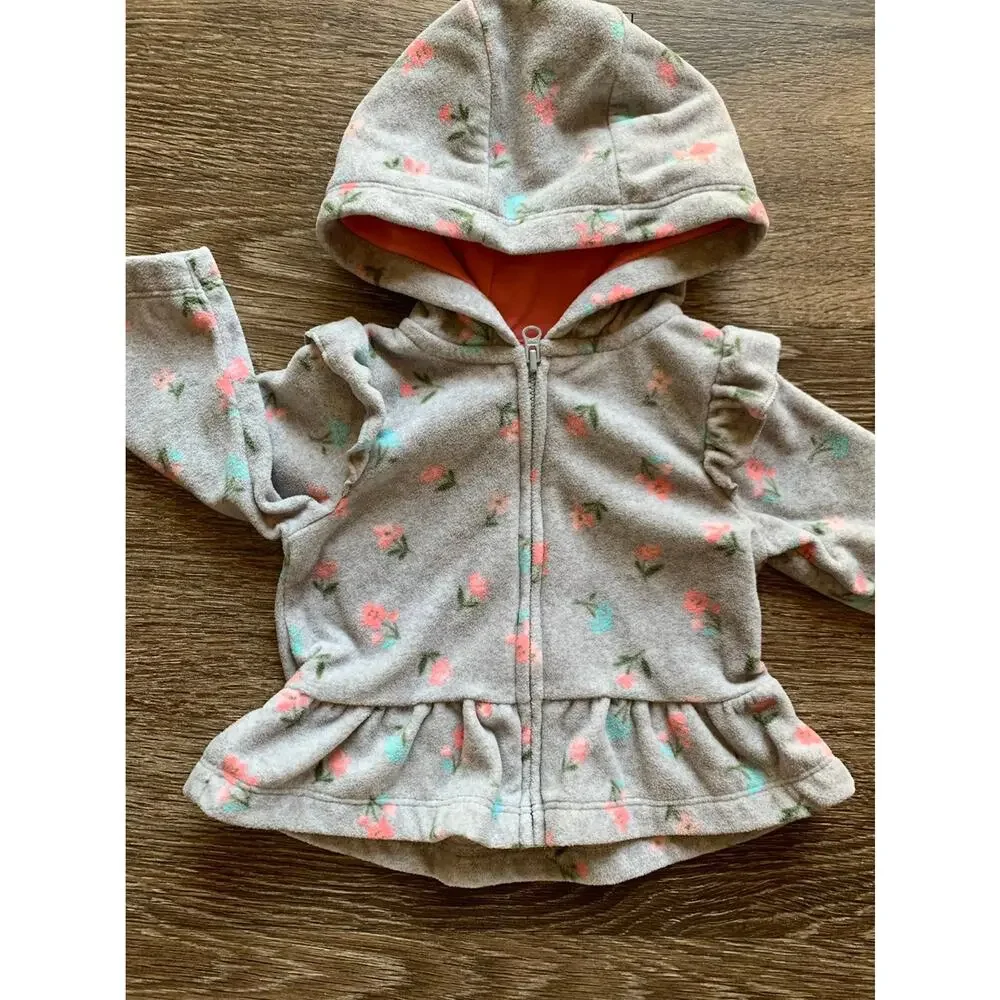 Carters Gray Floral Sweater Size 3mo